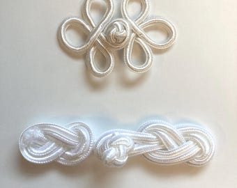 White Frog Closure Three Loop Knot Fastener Wedding Prom Formal