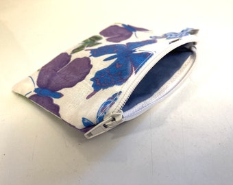Girl's Woman's Purple Blue Green Butterfly Zippered Coin Purse