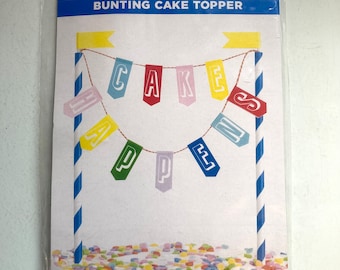 Cake Happens Bunting Cake Topper Colorful