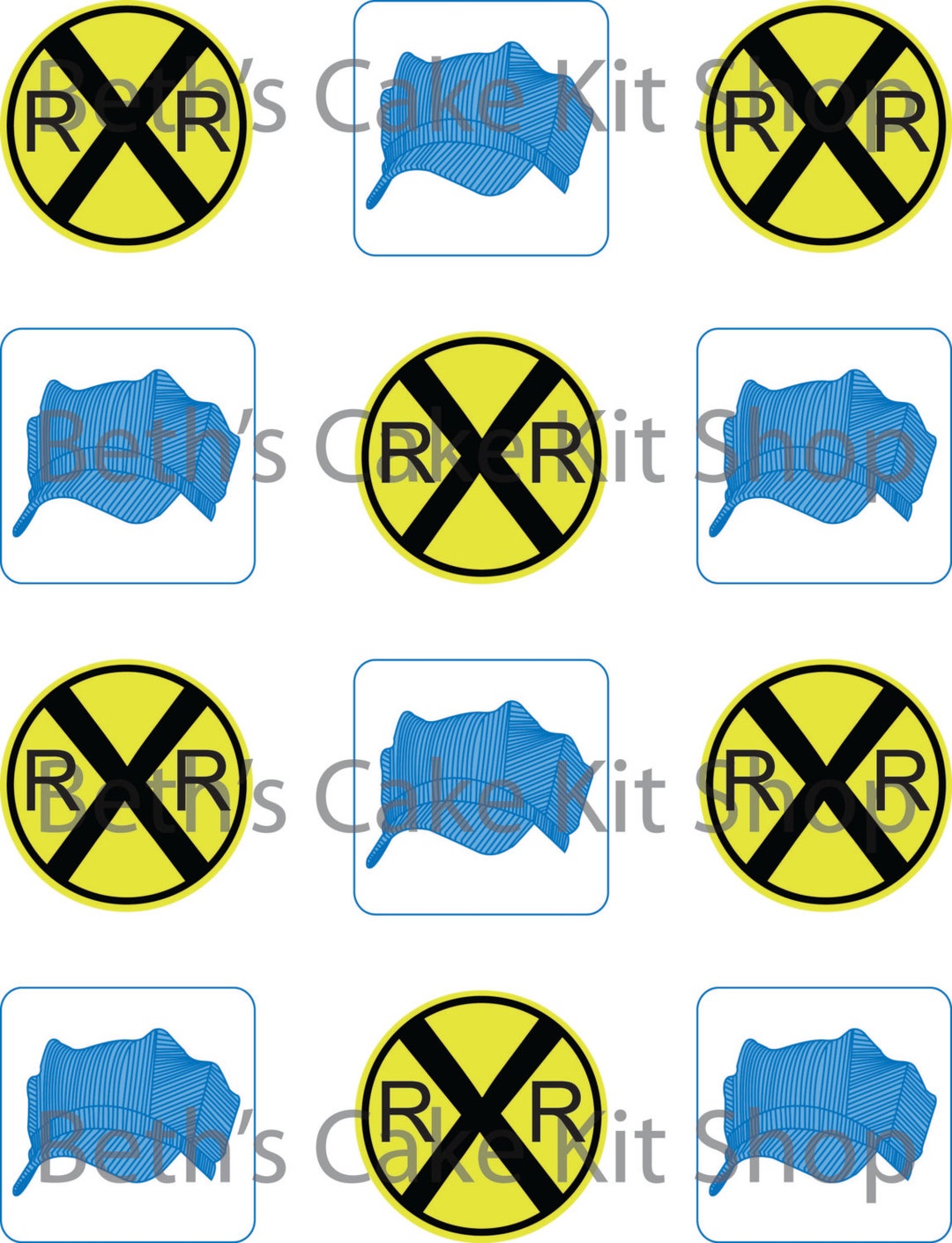 Train Railroad Sign Conductors Hat Cupcake Topper Printable Download - Etsy
