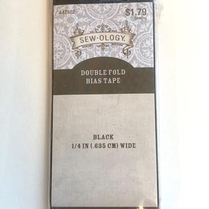 Sewology Double Fold Black 1/4 Inch and 4 Yard Bias Tape Binding