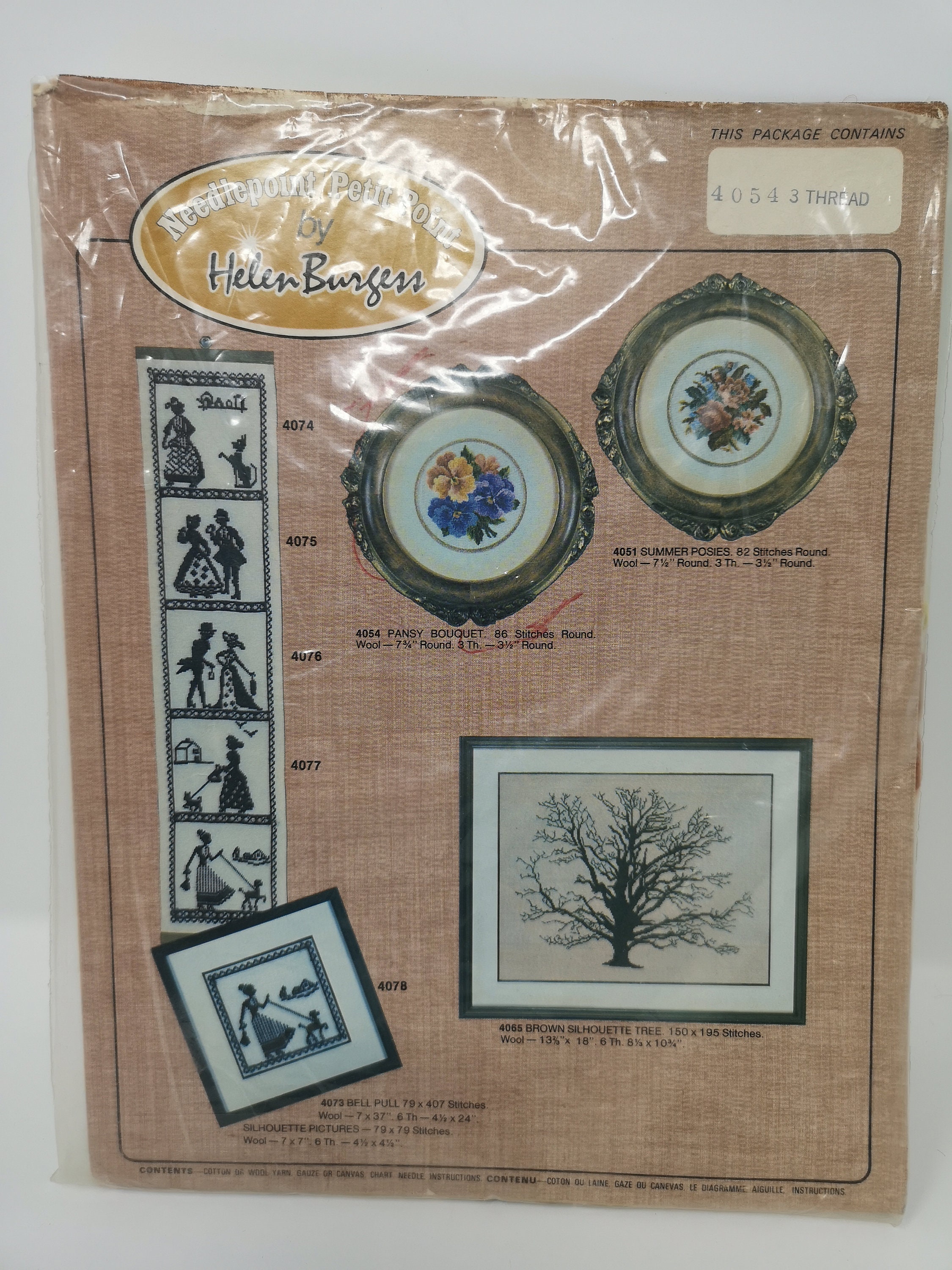 Vintage Helen Burgess Needlepoint Kit 4054 Pansy Bouquet Etsy