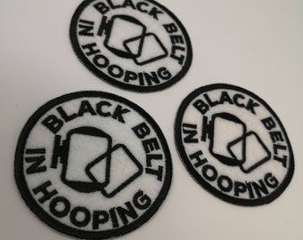 Crafty Merit Badge Sew-On Patch - Black Belt In Hooping