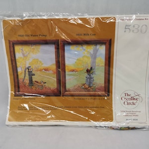 Vintage Crewel Stitchery Kit - Creative Circle 530, Old Water Pump
