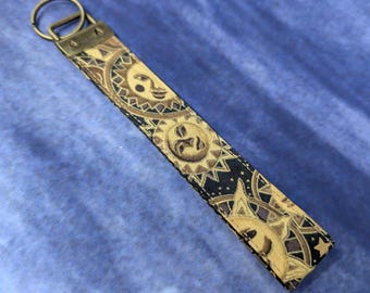 Vintage Whimsigoth Celestial Print Key Fob Wristlet Keychain