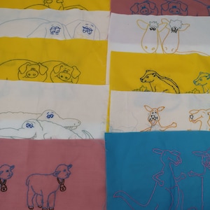 Vintage Hand Embroidered Quilt Panels