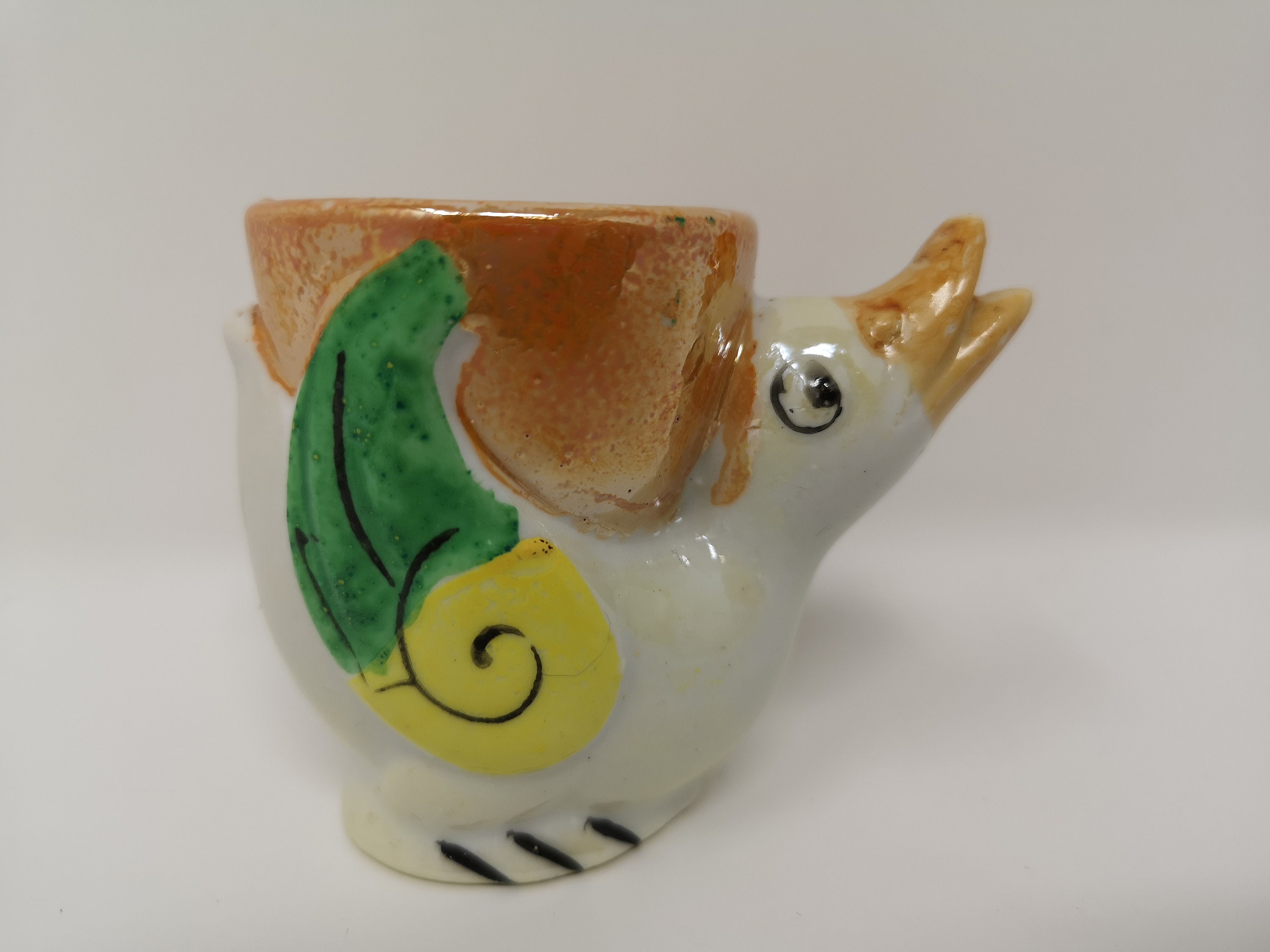 Vintage Ceramic Chicken Shaped Egg Cup, Made in Japan, Animal Character  Easter Egg Holder 