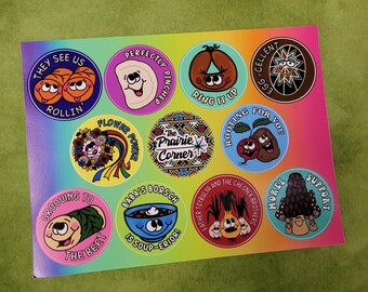 Parody Pun Ukrainian 80s Style Stickers