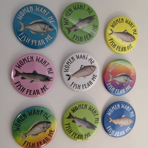 Women Want Me, Fish Fear Me 2.25&quot; Pinback Button