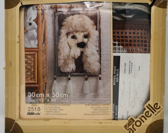 Vintage Aronelle Poodle Latch Hook Wallhanging Kit #2518