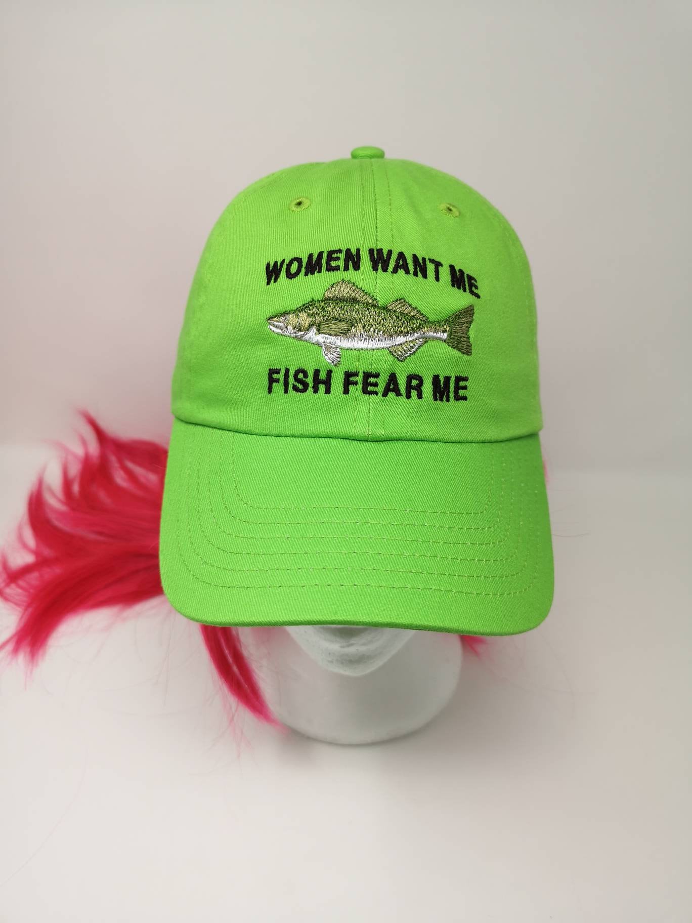 Women Want Me Fish Fear Me Hat, Humor Hats, Fishing Captain Hat,  Personalized Embroidered Name on Side, Fishing Gifts for Men, Fishing Hat 
