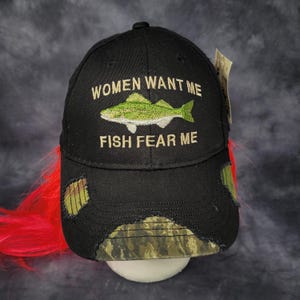 Women Want Me, Fish Fear Me Distressed Camo Hat