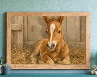 Baby Foal Wall Art, Whimsical Farm Nursery Print (Digital Download)