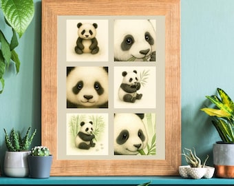 Panda Nursery Print Set | Whimsical Baby Room Wall Art (Digital Download)