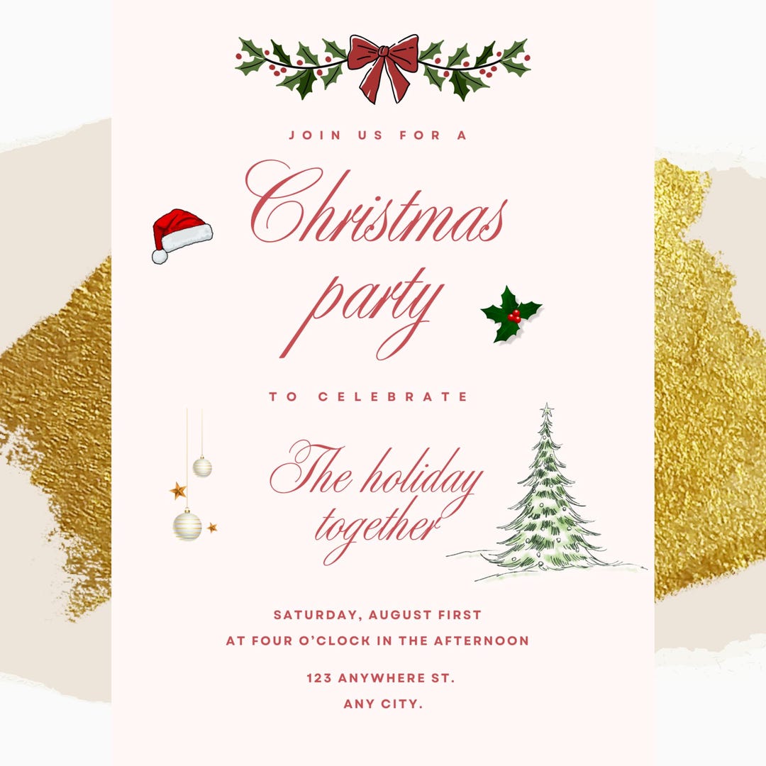 Editable Christmas Party Invitation | Holiday Celebration Template ...