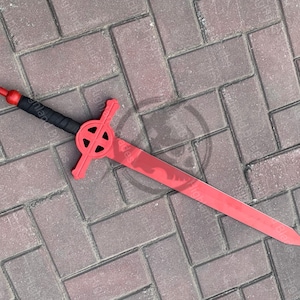Spada di sangue demoniaco di Finn / Spada fantasy da collezione fatta a mano con lama in acciaio rosso / Pomolo e guardia in acciaio