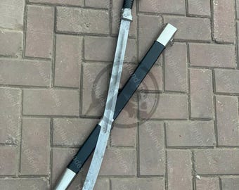 Handmade Damascus Steel Shashka Sword | 1881 Style Cavalry Replica | 33" Collectible with Sheath