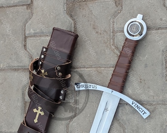 Espada del Guardián de la Fe: Caballero coleccionable de 36" con vaina de cuero.