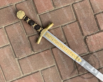 Merlin Excalibur Schwert: Mittelalterliches Fantasy Sammlerstück mit Messing Akzenten