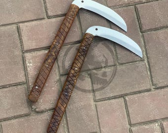 Handmade D2 Steel Kama Knife Traditional Japanese Knife With Sheath