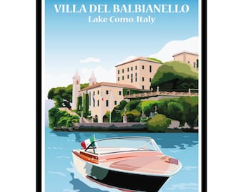 Villa del Balbianello, Lake Como Print: Italian Travel Poster