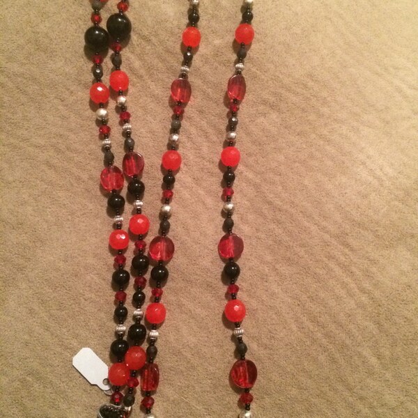 Sale - Red and black long necklace