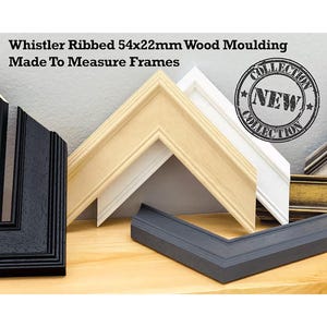 Made to Measure Ribbed Wood Picture Frame – Custom Size, Black, White, Grey, Gold, Silver, Bare paintable wood