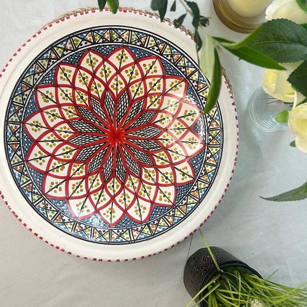 Large Tunisian Couscous Platter – Handmade | Tunisian Artisan Ceramic | Traditional Dish