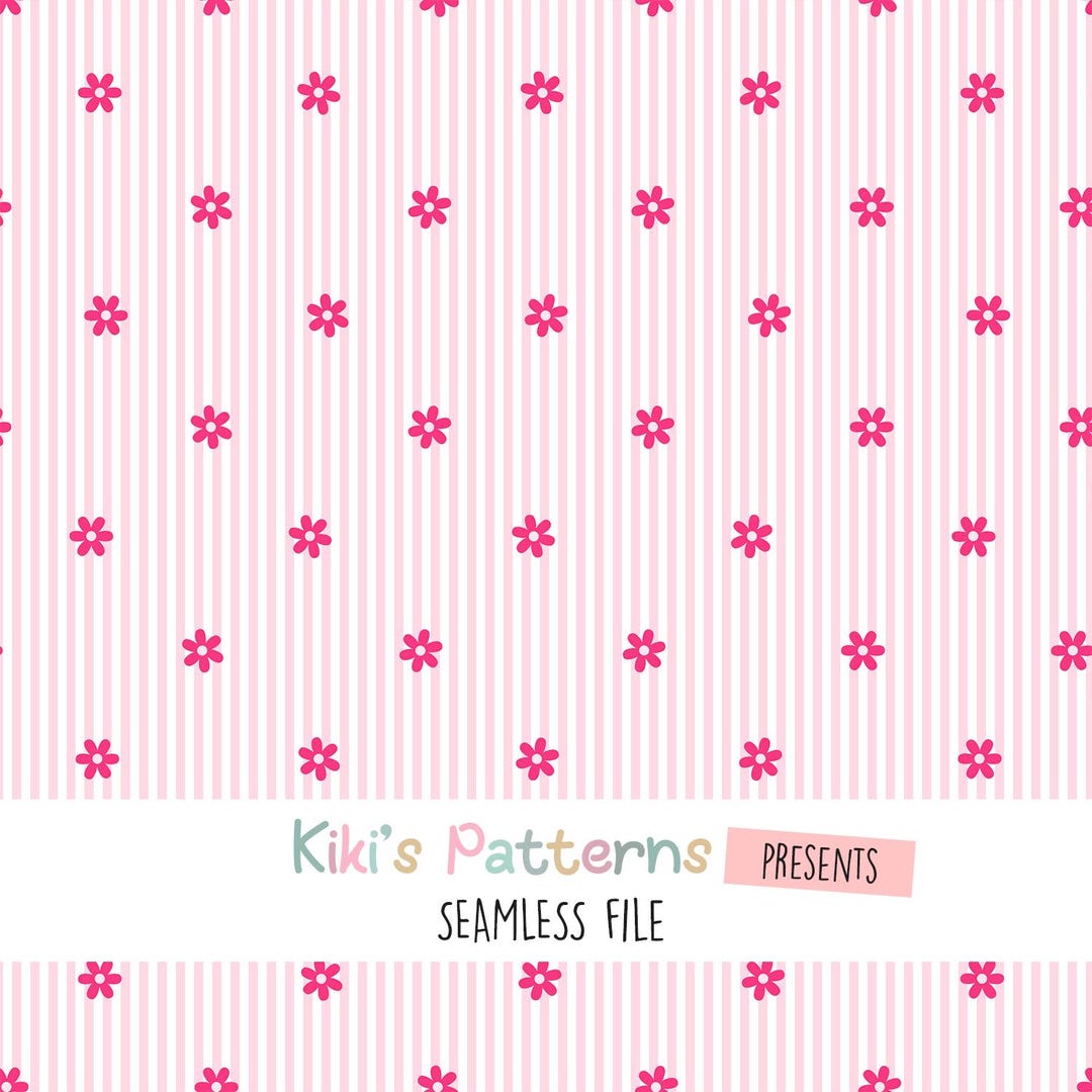 Flowers and Stripes Seamless Pattern, Simple Red Flowers Pattern ...