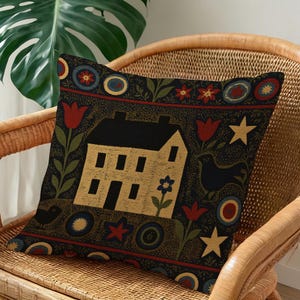 Kussensloop volkskunsthuis, primitief bloemensterrenontwerp