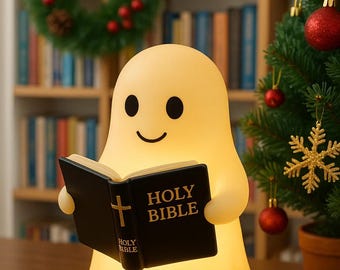 Cute Ghost Reading Lamp, Christmas Gift Night Light, Cozy Book Nook Shelf Decor, Handmade Ghost Lamp for Bedroom or Library