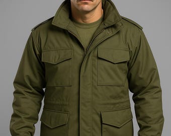 Military Army Field US M-65 Tactical Green Camouflage Jacket Coat For Men, Heavy Duty Utility Coat Outerwear