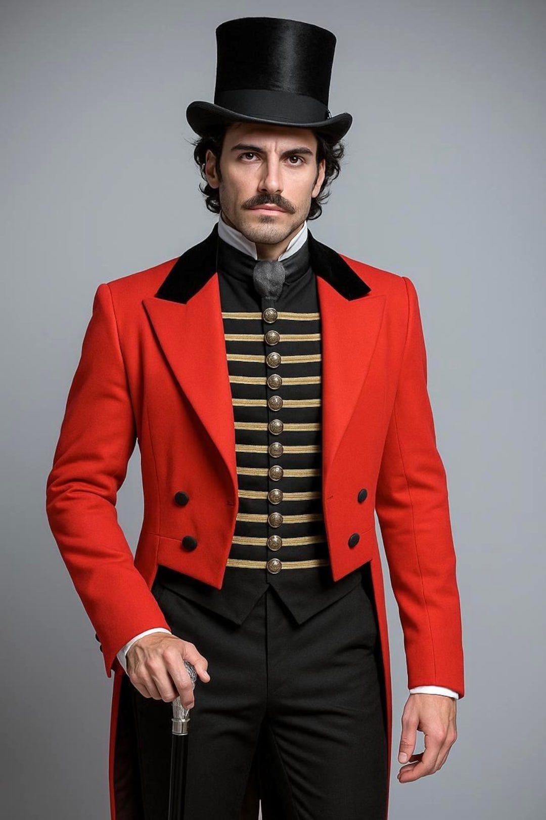 Men's Victorian Ringmaster Regency Tailcoat, Braided Mr P.T Barnum ...