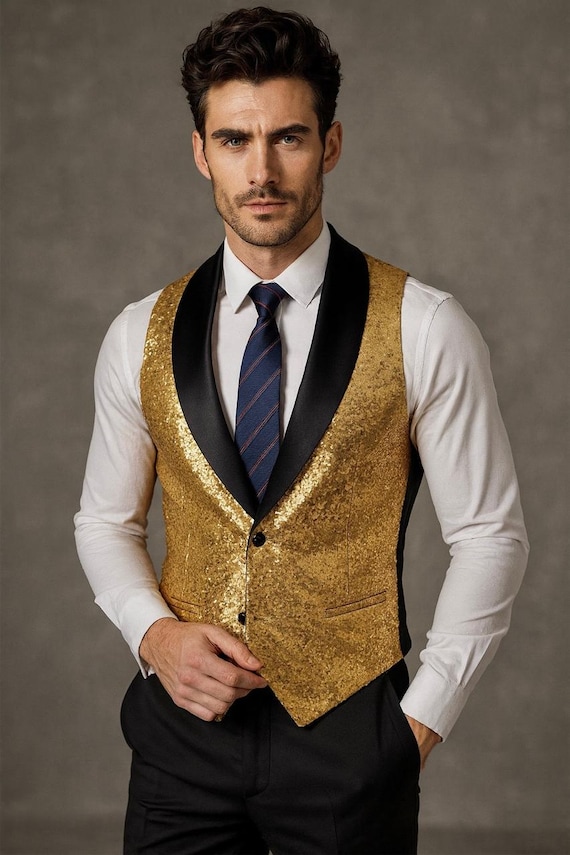 gold dress vest Ties2you Mens Shawl Collar Dress Vest Gold Paisley Suit Vest Tie Hanky Cufflinks Set, M