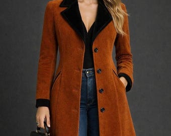 Abrigo de lana elegante para mujer, abrigo largo de lana a medida
