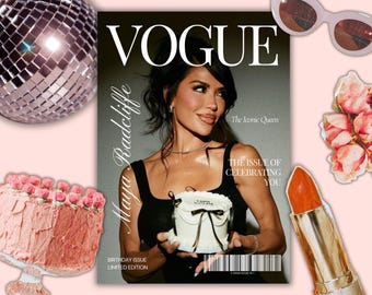 Bewerkbare aangepaste verjaardag tijdschriftomslagsjabloon, Vogue verjaardagstijdschrift, Bestie Magazine, beste vriend digitale download, Canva Magazine