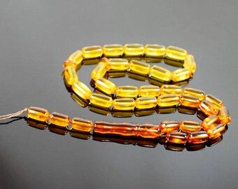 Elegant Amber Rosary – 33 Natural Prayer Beads, Unique Handmade Gift