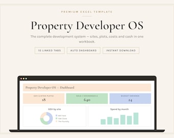 Property Developer OS Spreadsheet | Project Tracker, Costs, Sales (Digital Download)