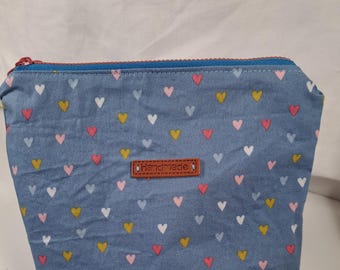 Handmade Heart Cosmetic Bag • Personalized Makeup Pouch with Custom Zipper Charm