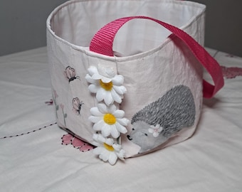 Handmade Easter Basket, Upcycled Fabric Basket