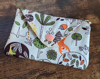 Woodland Card & Coin Pouch, Handmade Fabric Wallet, Small Change Purse