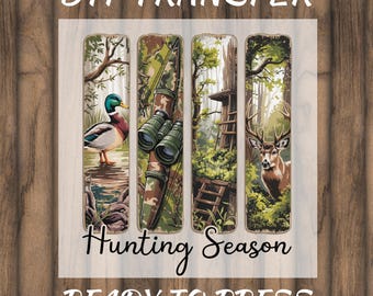 Hunting Season DTF Heat Transfer, Camo Duck, Deer, and Stand Ready to Press