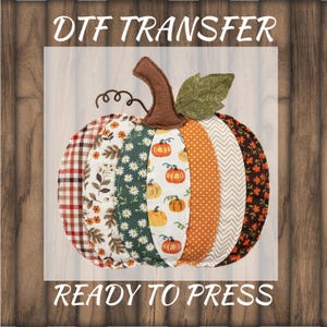 Patchwork Pumpkin DTF Transfer, Floral Fall Ready to Press Heat Transfer, Boho Autumn Pumpkin Shirt DTF