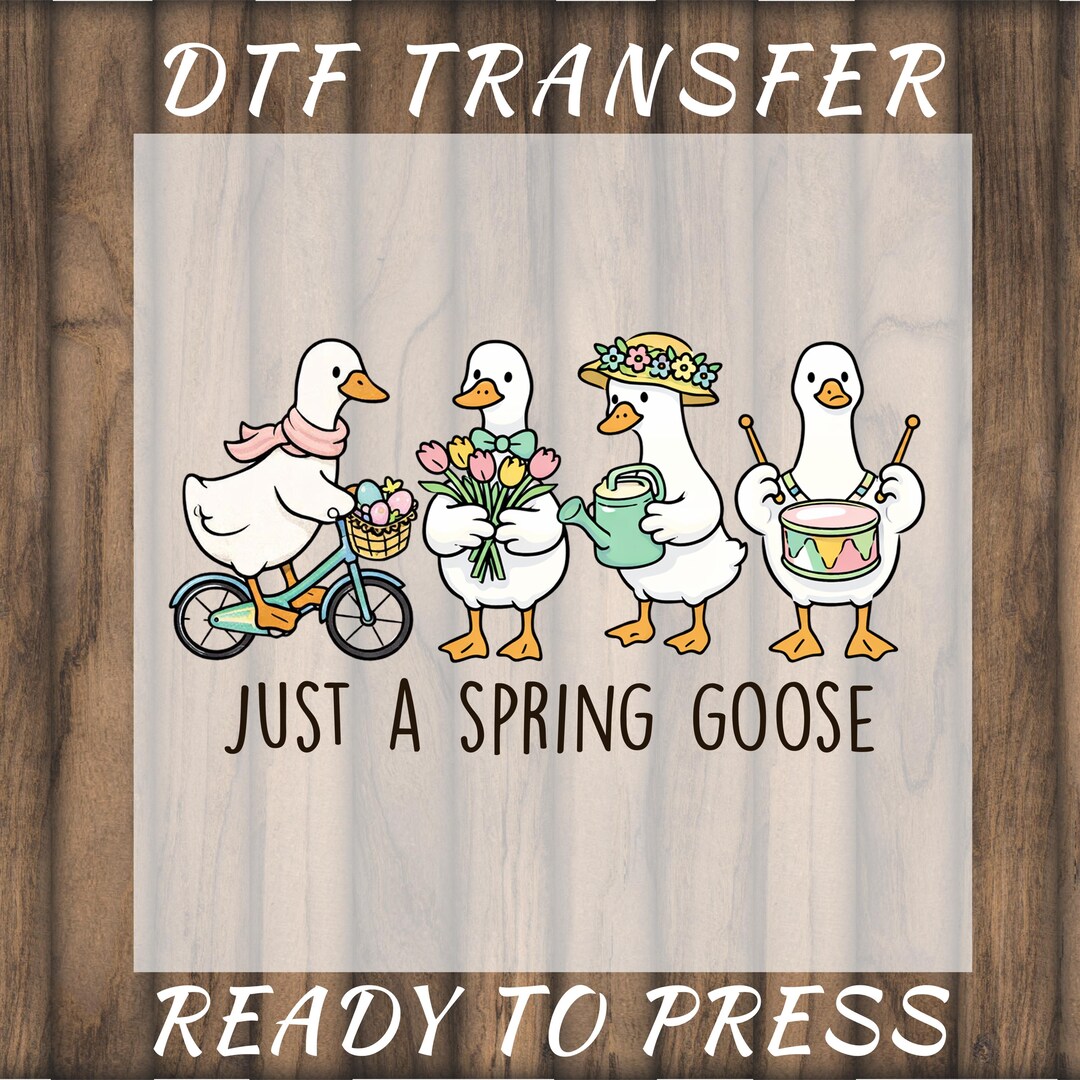 Springtime Goose Just A Spring Goose DTF Transfer, Cute Goose Design, Ready to Press ...