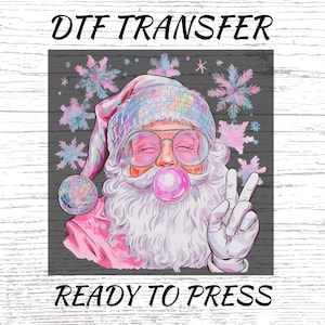 Groovy Santa DTF Transfer, Disco Christmas Design, Pink Retro Holiday Print, Ready To Press