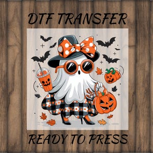 Funny Ghost Pumpkin DTF Transfer: Spooky Halloween Shirt, Ready to Press