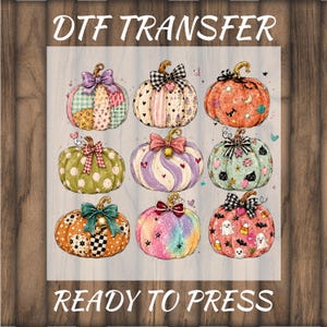 Patchwork Pumpkin DTF Transfer, Coquette Fall Ready to Press Heat Transfer, Floral Halloween Pumpkin Shirt DTF