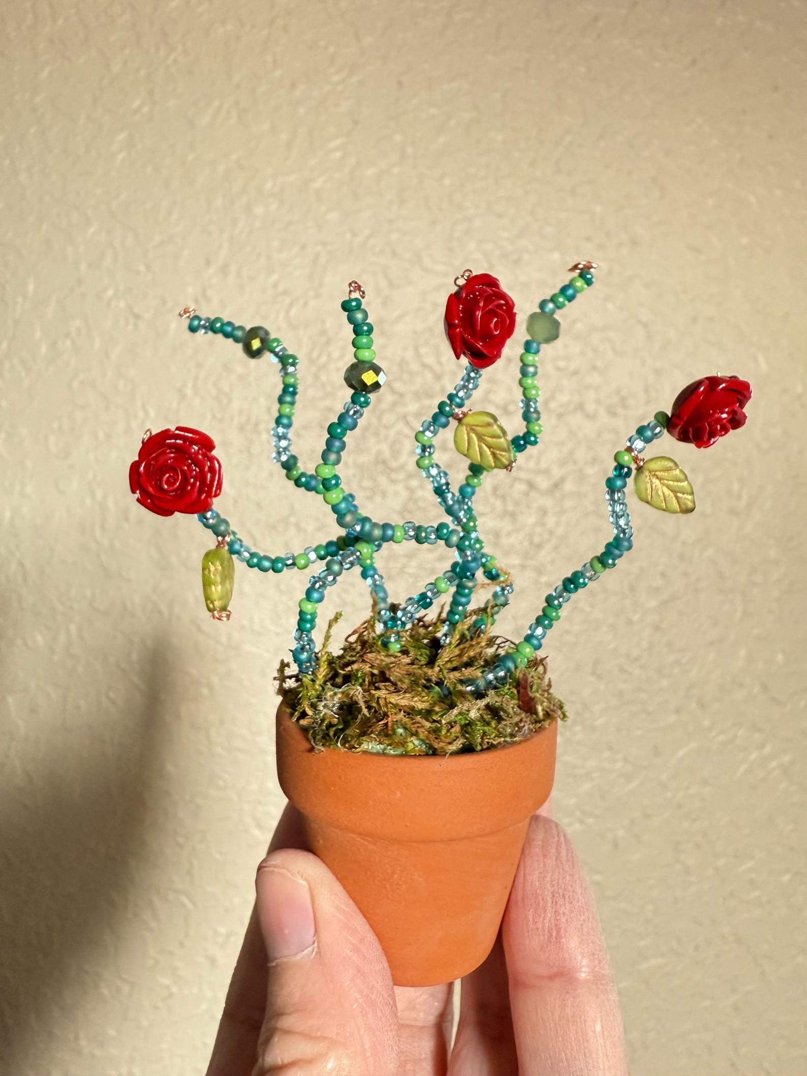 Beaded Rose Bush in Pot: Miniature Glass Forever Plant - Etsy
