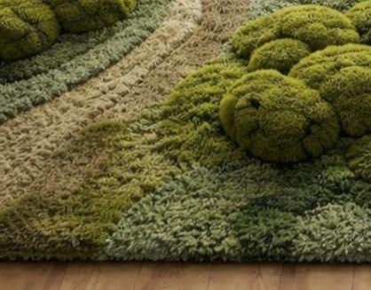 Hand Tufted Moss Landscape Rug | 3D Green Nature Inspired Area Rug ...