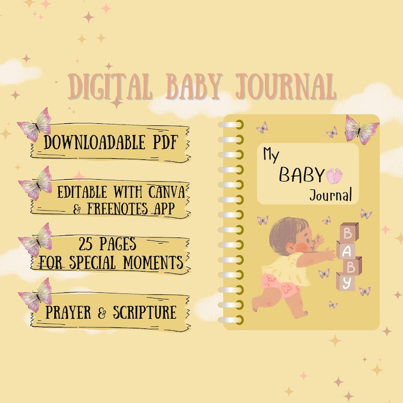 Digital Baby Girl Journal | Printable Baby Memory Book | Milestone ...